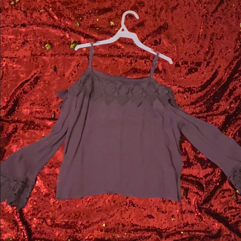 Burgundy Cutout Shoulder Blouse